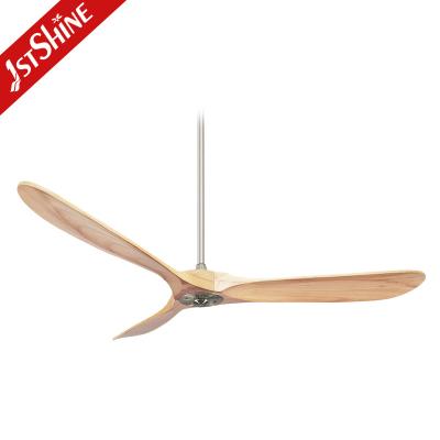 China Ceiling fan 1stshine 220V desain kipas baru motor dc dekoratif 3 bilah kayu kipas solid langit-langit for sale