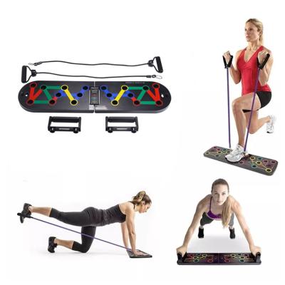 China 2021 New Wholesale Foldable 14 in 1 Detachable Digital Fold Multifunctional Portable Fitness Lift Up Board with Elastic Tube Band for sale