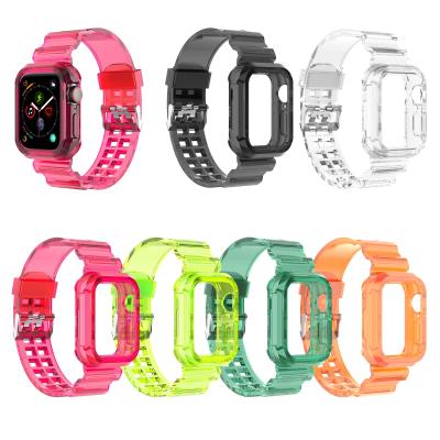 China Soft Transparent Water Resistant TPU Watch Band For Apple Watch 6 5 4 3 2 1Case For Apple Watch for sale