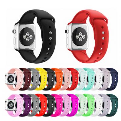 China Fashionable Double Buckle Sports Wristband Watch Solid Color Silicone Waterproof Watch Band For Apple iWatch Series 1_2_3_4_5_6 for sale