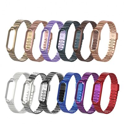 China Wick Pattern Nbbelden Stainless Steel MI Band 6 Strap Metal Watch Bands For Xiaomi MI Band 6 for sale