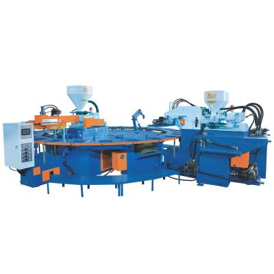 China Full Automatic PVC Shoes Industry Rotary Table Injection Molding Three Color Air Blowing Machine for sale