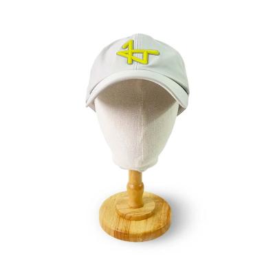 China Knit White 3D Embroidery Logo Dad Gorras Golf Closed Sports Cap Curved Brim Polyester Fitted Baseball Hat for sale