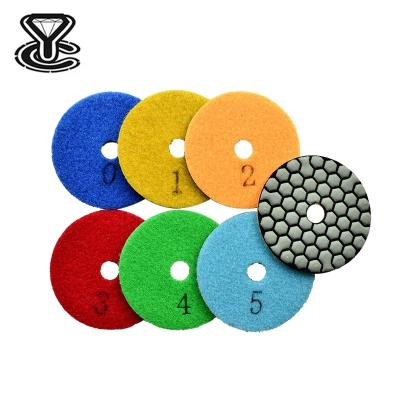 China Stone Glass Polishing Resin Bonded 6 Step Flexible Hand Diamond Polishing Pad For Stone Marble Quartz Stone Dry Grinding for sale