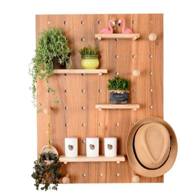 China Hot Sale Popular Storage Organizer Wooden Pegboard Display Wall Hanging Decorative Shelf for sale