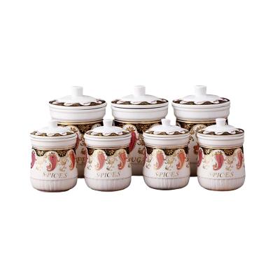 China Viable Spice Sugar Ceramic Condiment Storage Series Salt Pepper Jar for sale