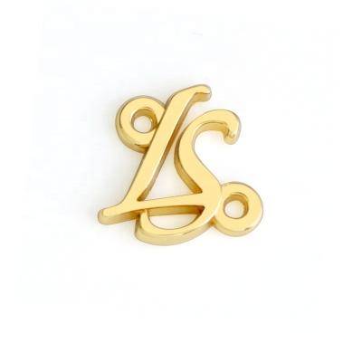 China Custom Viable Apparel Abaya Small Metal Letter Sew Flat Logo for Bags, Gold Metal Apparel Logos Label for Clothes Bikini Swimwaear for sale