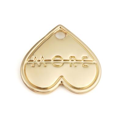 China Eco-friendly / Delicate Metal Heart Shape Logo Metal Tag Swimwear Accessories Metal Plating Name Tags Metal Tags For Clothing for sale