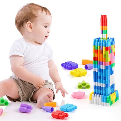 China Construction toy 150 pcs factory supply pp plastic building block puzzle toy connection blocksbullets blocks for sale