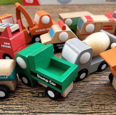 China Wood 12 Piece Mini Wooden Car Combination Set Children's Educational Car Fun Car Model Toys for sale