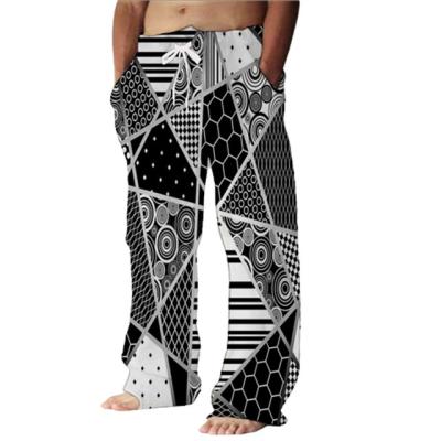 China 2022 New breathable street casual wide-leg pants Korean version men's fashion loose straight wide-leg pants digital printing 3D pants for sale