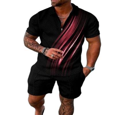 China Men's Breathable Tracksuit Casual Short Sleeve Zipper Polo Shirt And Shorts Set For Men Streetwear 2 Piece Jogging Suit 2022 Summer for sale