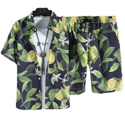 China High Quality QUICK DRY Summer Custom Shirt Set Designer Skull Print Mens Suit Shorts And Short Sleeve Shirt Set for sale