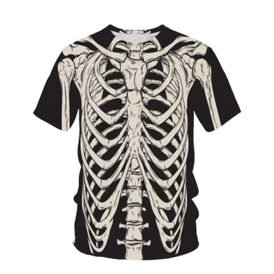 China Oversized Hip-Hop Short Skeleton Shirt Street 3d Print O-neck T-shirts Men's Tops And Tees O-Neck Sleeve Tees for sale