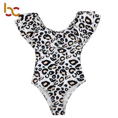 China Custom Plus Size Printed Mommy And Me One Piece Matching Leopard Ruffle Swimsuit Child Sexy Bikini Family Swimwear Swimwear for sale