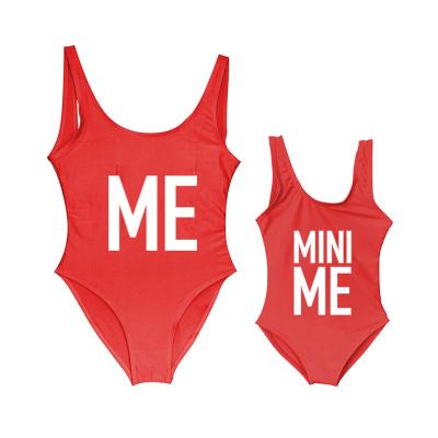 China One Piece Copy Logo Custom Girls Swimsuit Swimwear QUICK DRY Polyester Mom Kids Swimwear Letter for sale