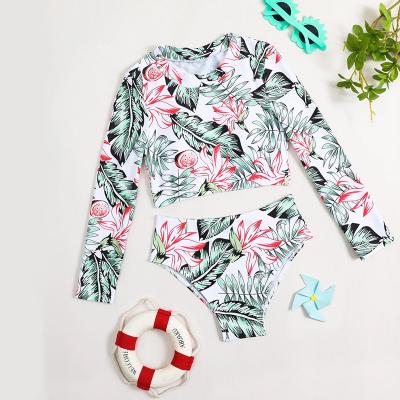 China 2Pcs QUICK DRY Child Swimsuit Kid's Long Sleeve Beach Wear Factory 50+ UV Bathing Wear Teens Girls Swimwear for sale