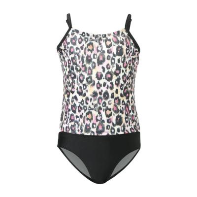 China New Arrival Summer Leopard QUICK DRY Detachable Straps Full Coverage Halter Basic Bottom Kid Swimsuit for sale