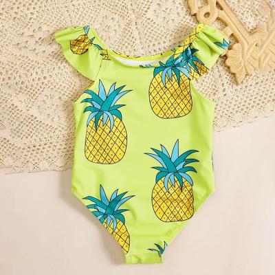 China QUICK DRY Green Swimsuit Pineapple Ruffles Kids Swimwear Bikini One Piece Swimwear For Child for sale