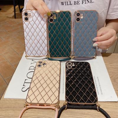 China Wholesale Lamb Phone Case Lanyard Necklace Luxury Case For Shockproof Iphone 12 Covers for sale