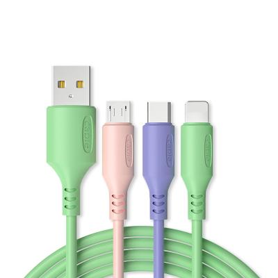 China Fast Charging Ship 2021 3 In 1 Type-C Style Usb Mobile Phone Charger Usb Data Cable For Android For Iphone Phone Charger Cable for sale