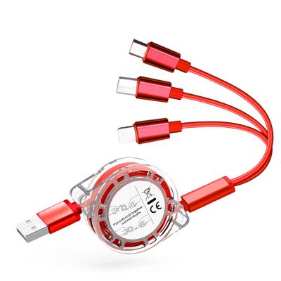 China Fast Speed ​​Charging Usb Cable Multi 3 In 1 Red Type C Cable Fast Charging Data Usb Micro Usb Wire Type Micro Cable for sale