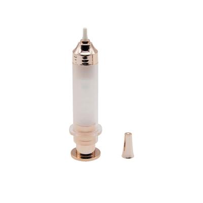 China Personal Plastic Cosmetic Syringe Bottle Packaging 5ml 10ml Eye Cream Plastic Cosmetic Syringe Bottle Custom Skin Care Pump Bottle Airless Gold For Serum Cream for sale