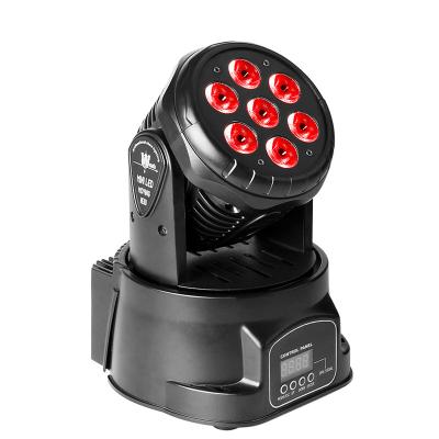 China Presents Qixin 2022 Best Selling Spinning Sound Activated Led Moving Head Stage Light 7X10W RGBW DJ Disco Lighting For KTV Disco for sale