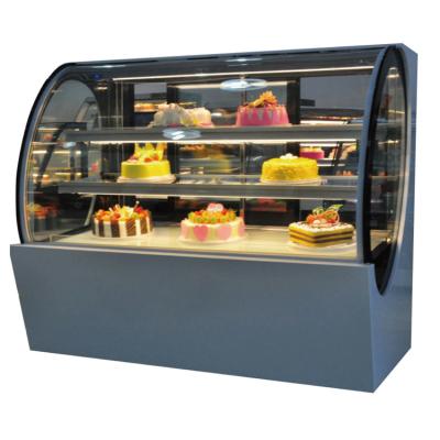 China Single-temperature Curved Bakery Table Top Glass Display Refrigerated Cake Showcase Freezer for sale