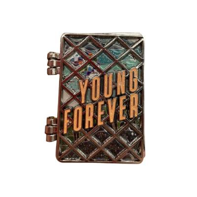 China Wholesale Antique Imitation Personalized Forever Youth Logo Glitter Lapel Pins Stained Enamel Pincustom Glass Lapel Pins No Minimum for sale