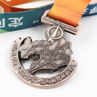 China Europe Alloy Copper Gilded Letterpress 3d Engraving Printing Custom Shape Running Offroad Competition Metal Medals With Ribbon for sale