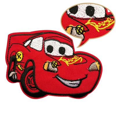 China Sustainable Cartoon Car Shape Custom Woven Chenille Patches Applique Patch Embroidery for sale