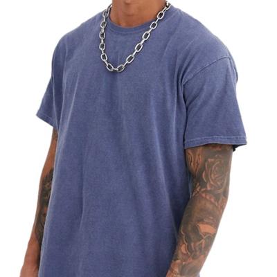 China Wholesale Customizable Vintage Blue Acid Wash Anti-pilling Oversize Men's T-Shirt for sale