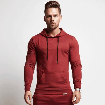 China Anti-Wrinkle Gym Fitness Mens Burgundy Fashion Sweat Pullover Hoodies for sale