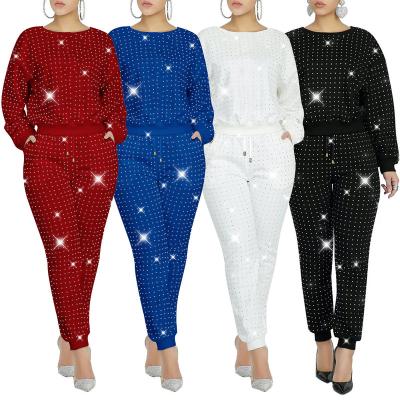 China Wholesale Anti-pilling Ladies Mutil Color Cotton Fleece Rhinestone Running Tracksuits For Women for sale