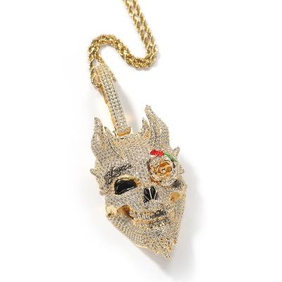 China Wholesale Hip Hop Hip Hop Iced Out CZ Hamsa Hand Pendant Necklace Jewelry for sale