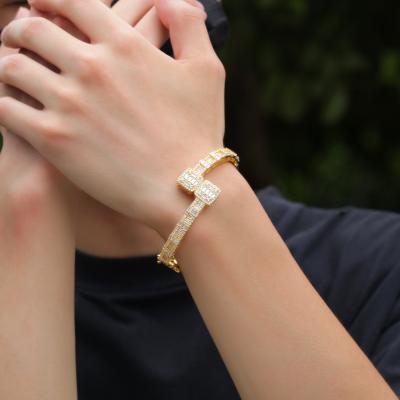 China New Hiphop Style Fashion Women Iced Out Wand CZ Lady Rapper Bangle Bracelet NBT1496 for sale