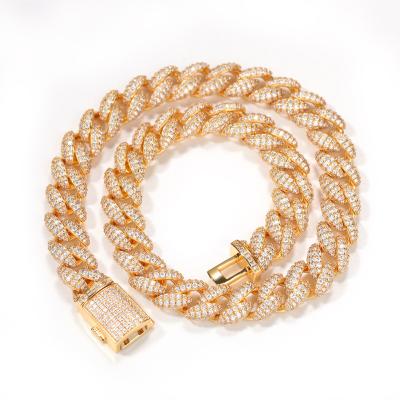 China New Hiphop Style Fashion Hip Hop 12mm CZ Gold Plated Miami Chunky Chain Necklace Fork Cuban Link Hitter Wholesale Jewelry NNT1533 for sale