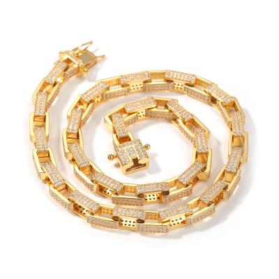 China 2021 New Hip Hop Style Hip Hop Necklace CZ Gold Plated Bling Bling Chain Zircon Women Men Loose Necklace NNT1537 for sale