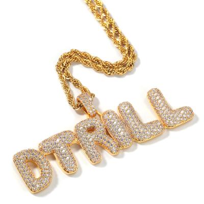 China New Custom Name CLASSIC Charm Initial Letter Pendant Iced Out CZ Bling Letter Women Men Pendant Necklace for sale