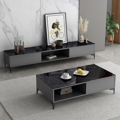 China Simple modern minimalist small household cabinet TV stand extendable living room TV and coffee table set bedroom floor tea table new for sale