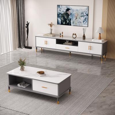 China Modern Minimalist Extendable TV Cabinet TV Stand and Coffee Table Set Living Room Nordic Light Luxury Economical Home TV Cabinet for sale