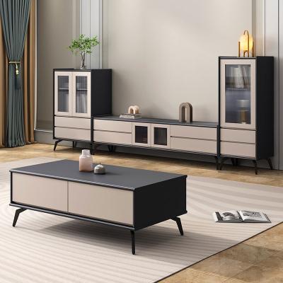 China Modern simple solid wood extendable TV cabinet living room TV stand and light luxury home bedroom floor coffee table set tea table for sale