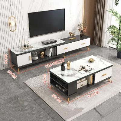 China Modern Minimalist Glass Marble Floor Apartment Living Room Model TV Stand and Coffee Table Combination (Other) Home TV Cabinet Adjustable Small for sale