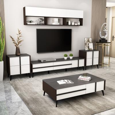 China Modern minimalist TV cabinet extendable slate TV stand and coffee table set small style wall cabinet Nordic light luxury floor cabinet for sale