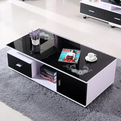 China Extendable modern minimalist living room with tempered glass and wooden coffee table for sale