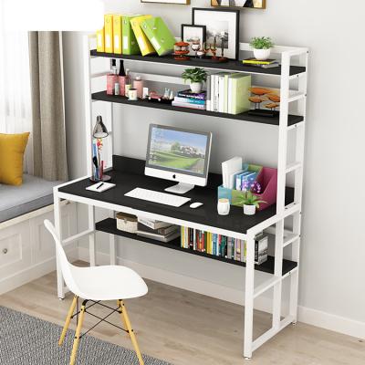 China Extendable modern home office computer desk wooden white table with shelf for sale