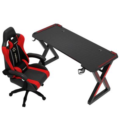 China Easy Installation Modern LED Lights Gaming Computer Desk With Cable Management for sale