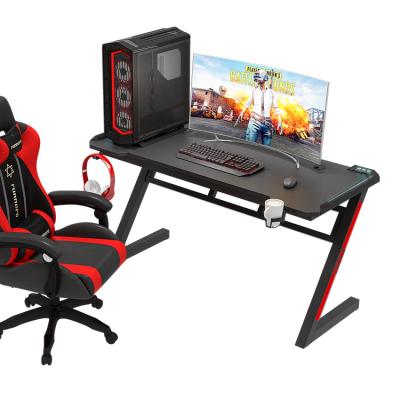 China Convertible Z Shaped PC Computer Game Table Gaming Table Black Computer Desk Home Office for sale