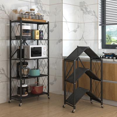 China Minimalist Folding Collapsible Storage Rack Home Storage Kitchen Display Rack Shelf for sale